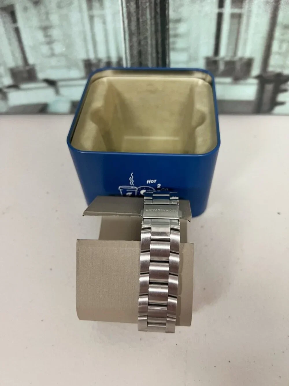 Michael Kors MK8641 Men's Chronograph Watch, Navy Blue Dial, Silver Stainless